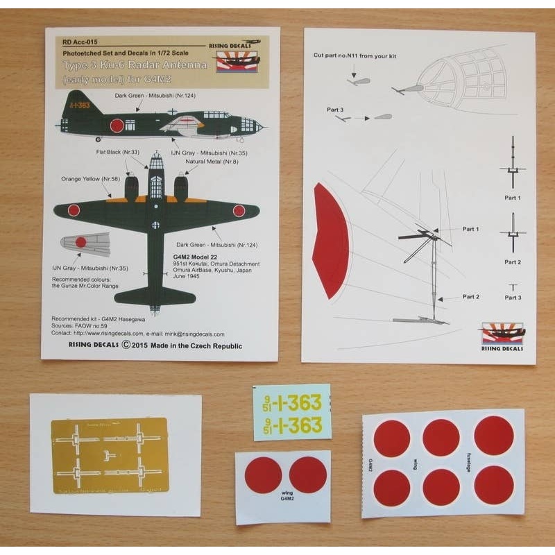 1/72 Type 3 Ku-6 Radar Antenna (Early Model) for G4M2 Model 22/24