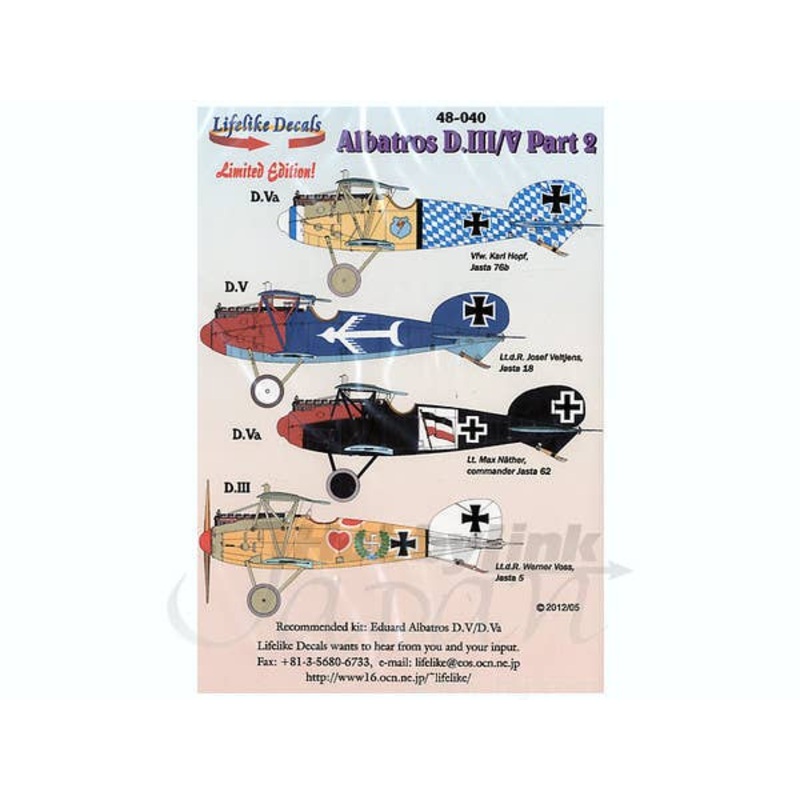 1/48 Albatros D.III/V Part 2 Decals English (for Eduard)