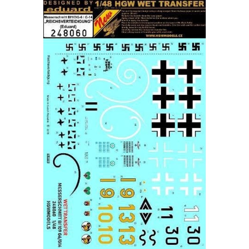 1/48 Bf109 G6/G14 Reichsverteidigung Markings (for Eduard)