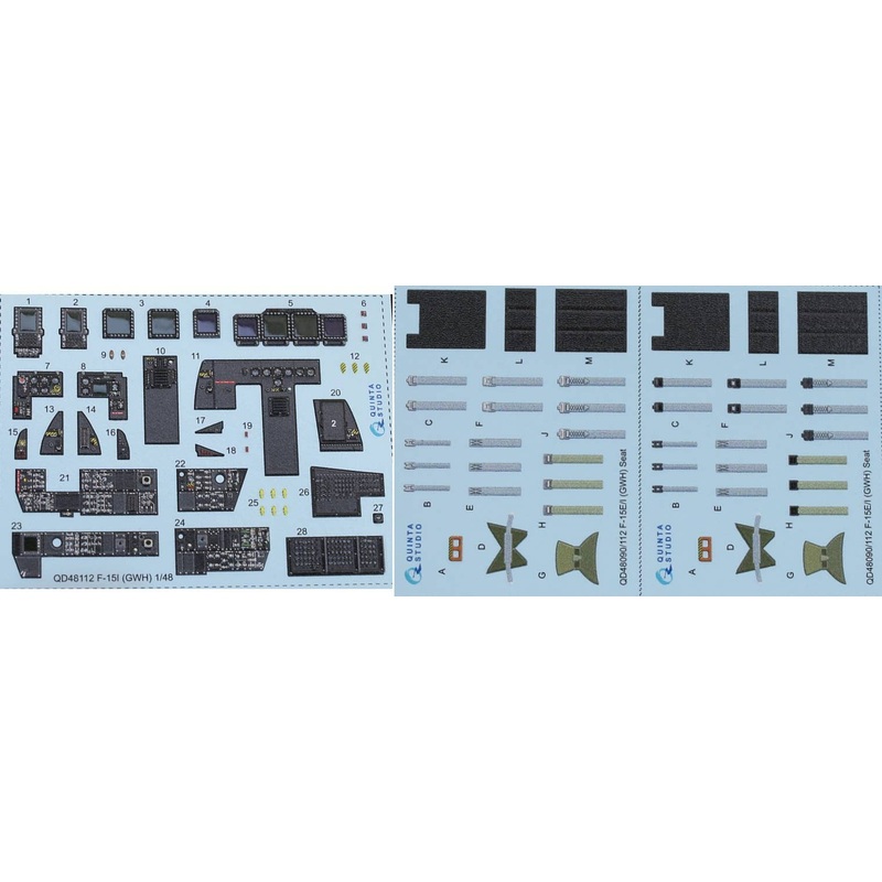 1/48 F-15I 3D-Printed & coloured Interior on decal paper (for GWH kit)