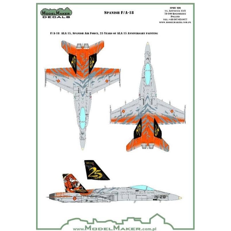 1/48 F/A-18 Spanish AF 15th Air Region 25th Anniversary Memorial Decal