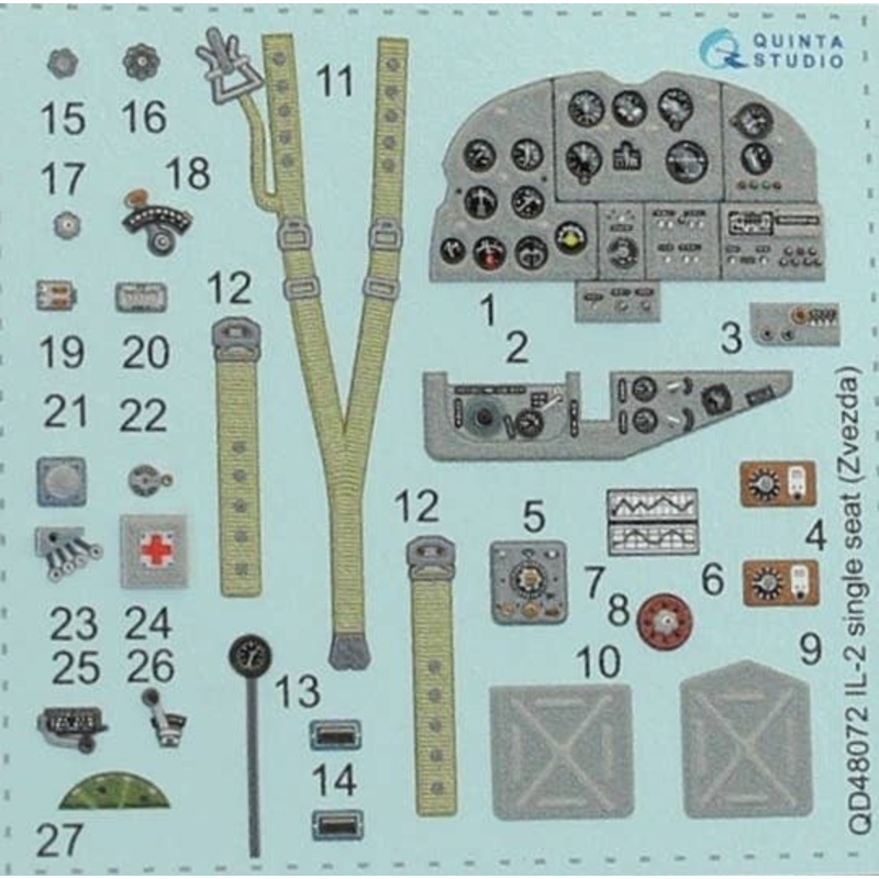 1/48 Il-2 Single-Seat Interior 3D Decal (for Zvezda)