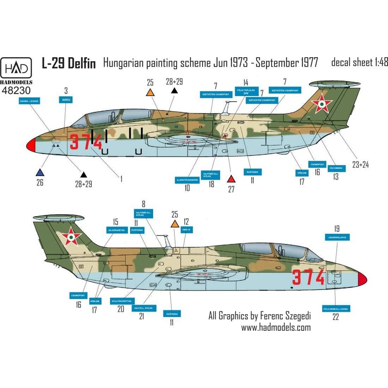 1/48 L-29 Hungarian painting scheme jun 1973 - september 1977