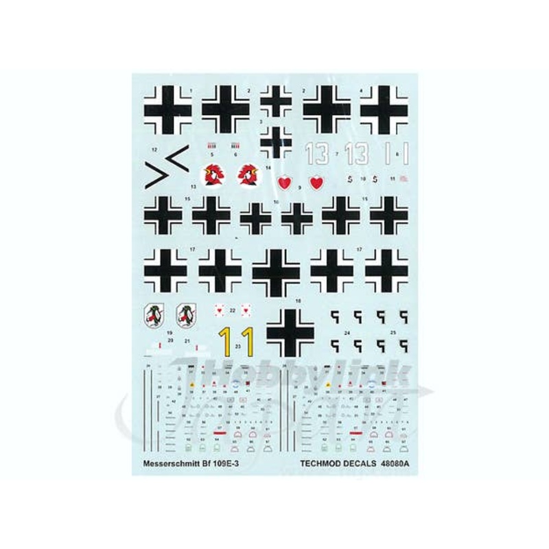 1/48 Messerschmitt Bf109E-3 Decals w/Canopy Mask