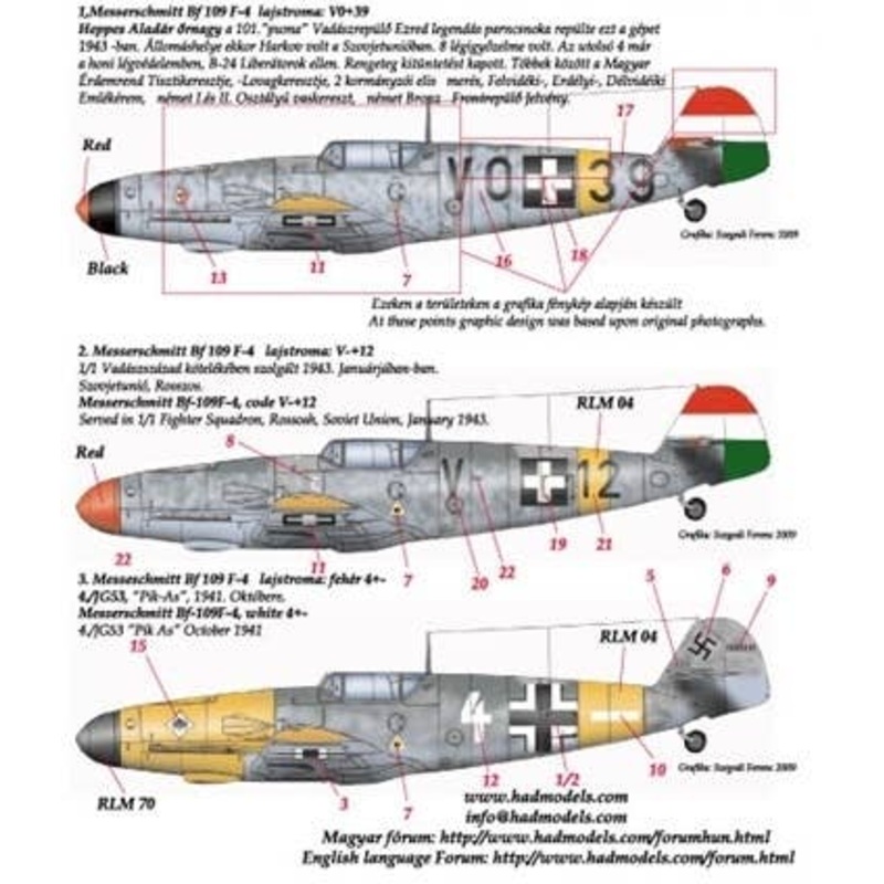 1/48 Messershmitt Bf 109 F-4/b Decal Sheet
