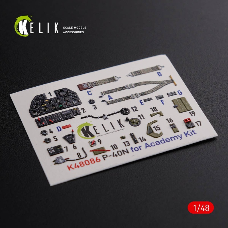 1/48 P-40N interior 3D decals for Academy kit