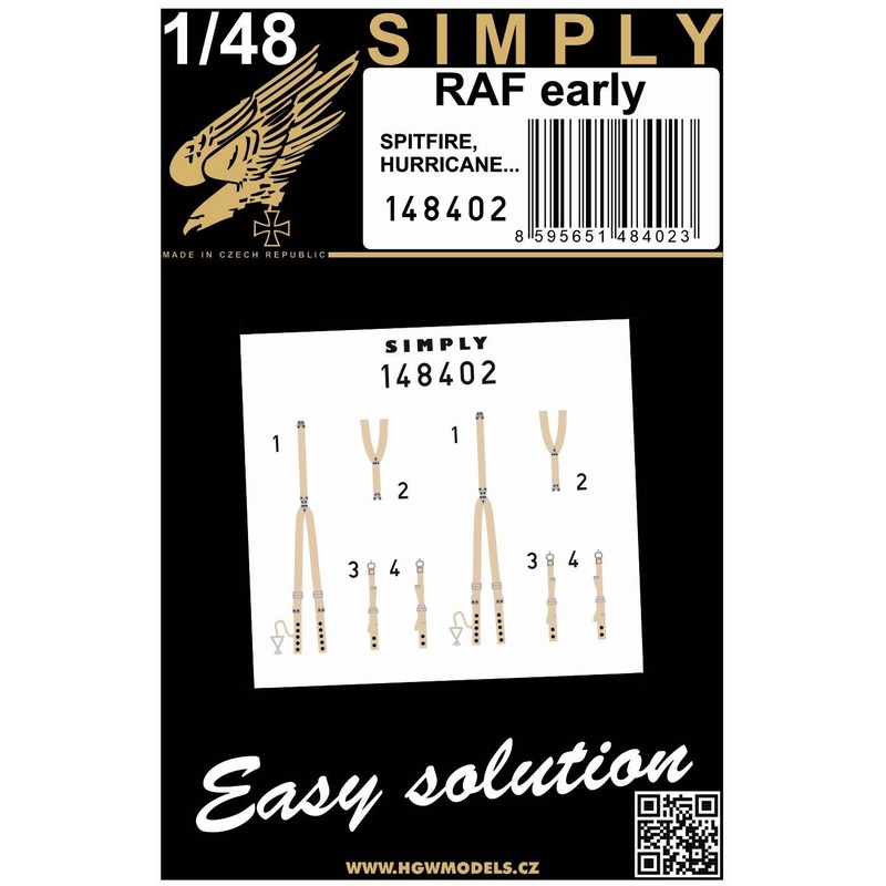 1/48 RAF EARLY (Spitfire, Hurricane...) 3D Decals Seatbelts