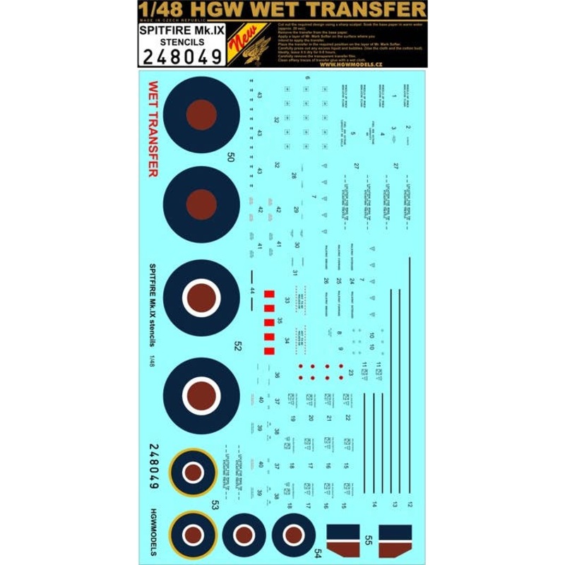 1/48 Spitfire Mk. IX Stencils (for Eduard)