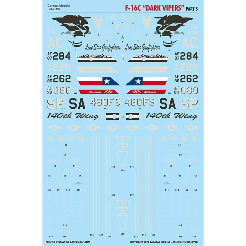 1/48 US Air Force F-16C Dark Viper Part 3 Decal