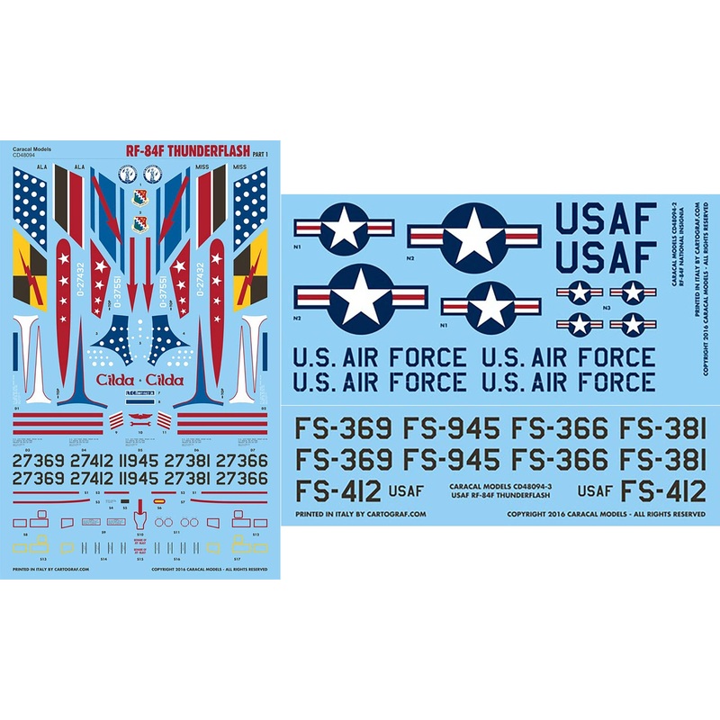 1/48 US Air Force RF-84F Thunder Flash Decal