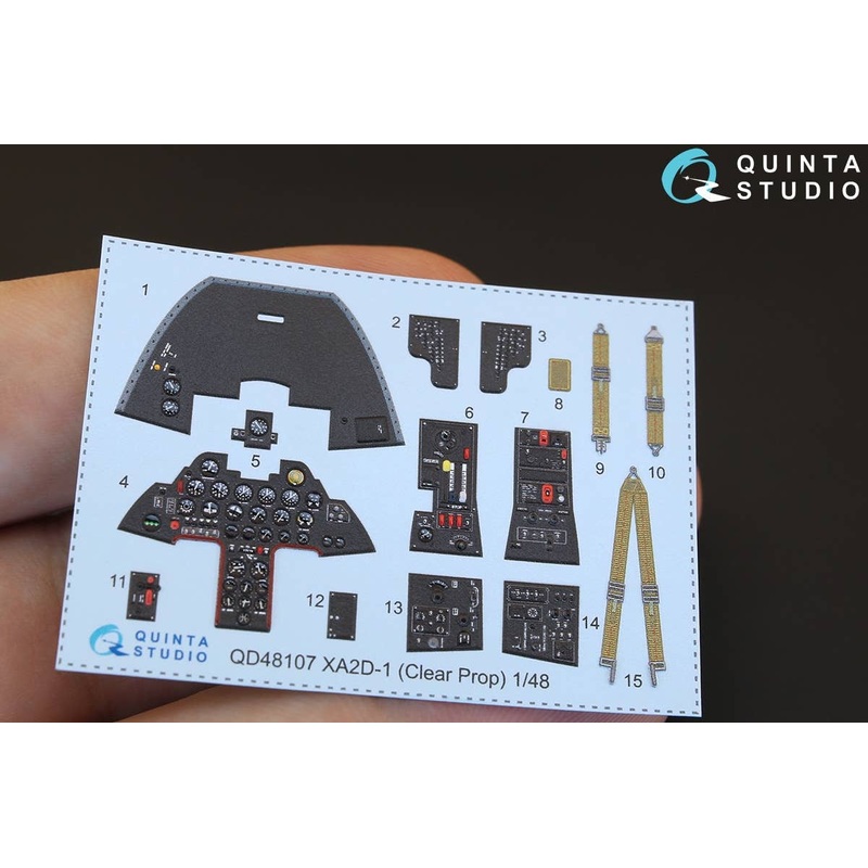 1/48 XA2D-1 3D-Printed & coloured Interior on decal paper for Clear Prop kit