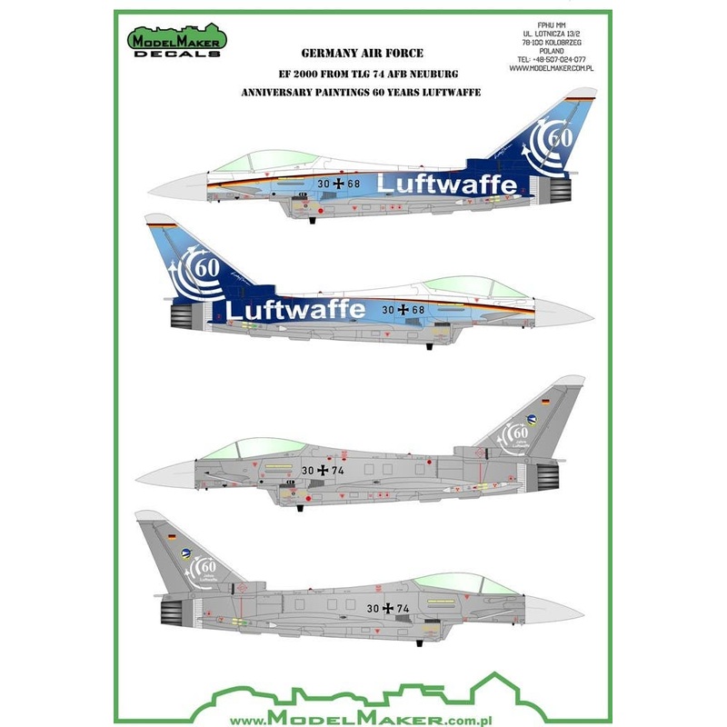 1/48 Eurofighter Typhoon Luftwaffe 60th Anniversary Memorial Decals