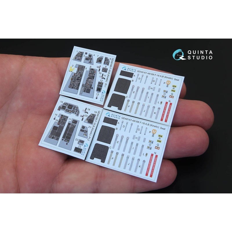 1/48 F-16B 3D-Printed & coloured Interior on decal paper for Kinetic kit