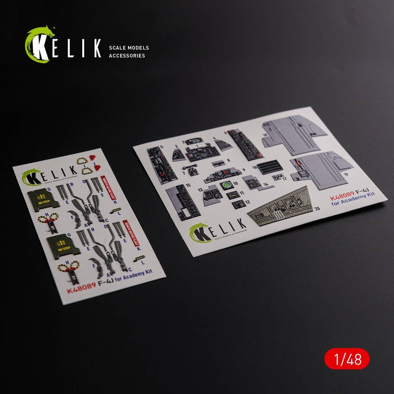 1/48 F-4J Phantom II interior 3D decals for Academy kit