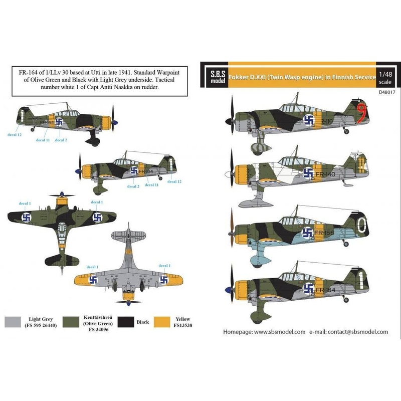 1/48 Fokker DXXI (Twin Wasp Engine) in Finnish Service