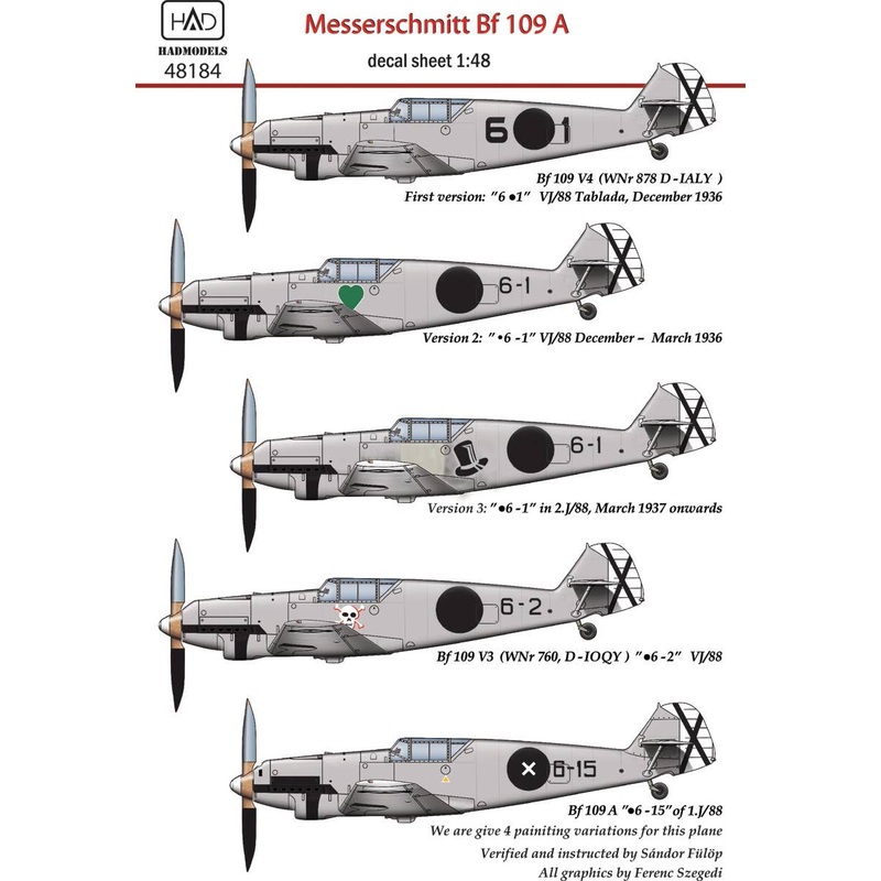 1/48 Messerschmitt Bf 109 A Decal Sheet
