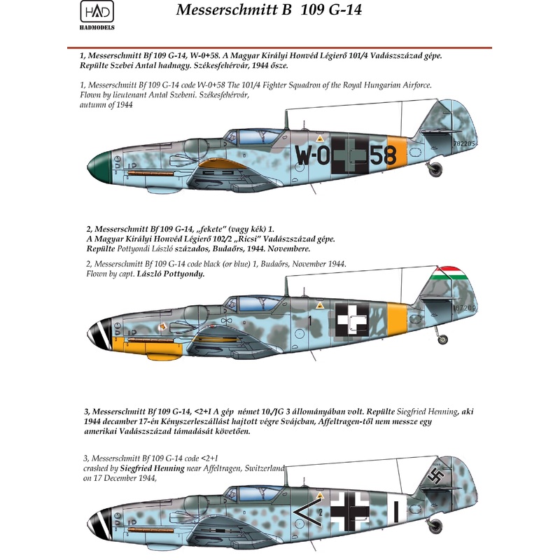 1/48 Messerschmitt Bf 109 G-14 Decal Sheet