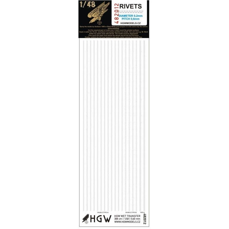 1/48 Rivet Double & Triple Lines Decal (Diameter: 0.2mm, Interval: 0.6mm)