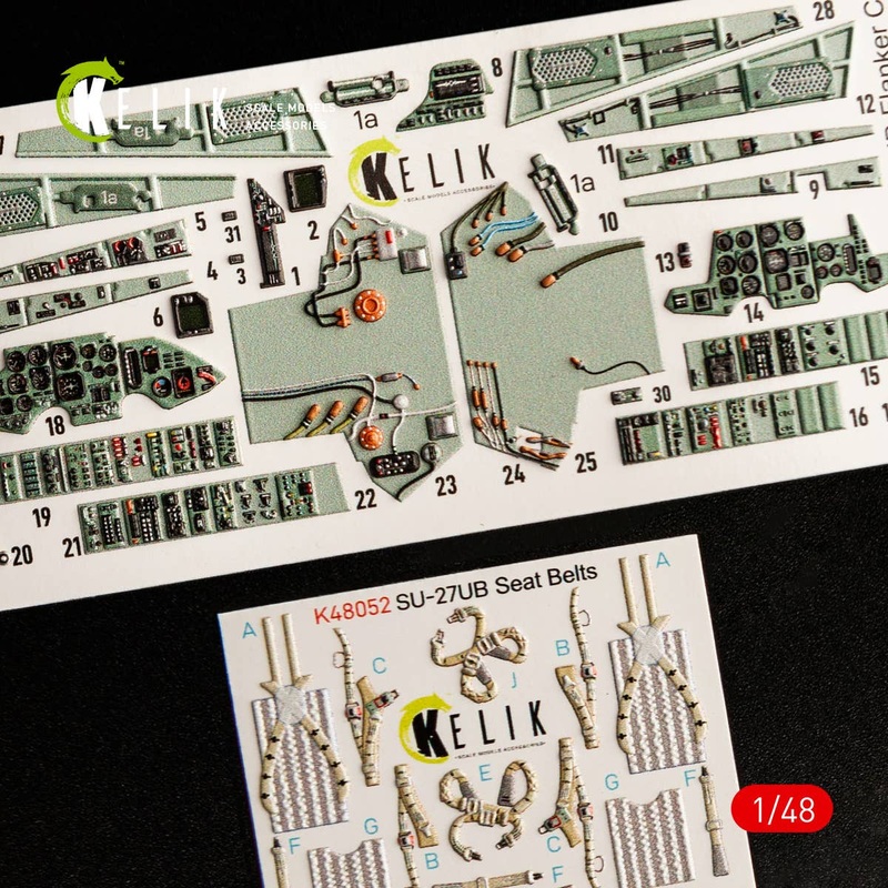 1/48 SU-27UB Flanker interior 3D decals for GWH kit
