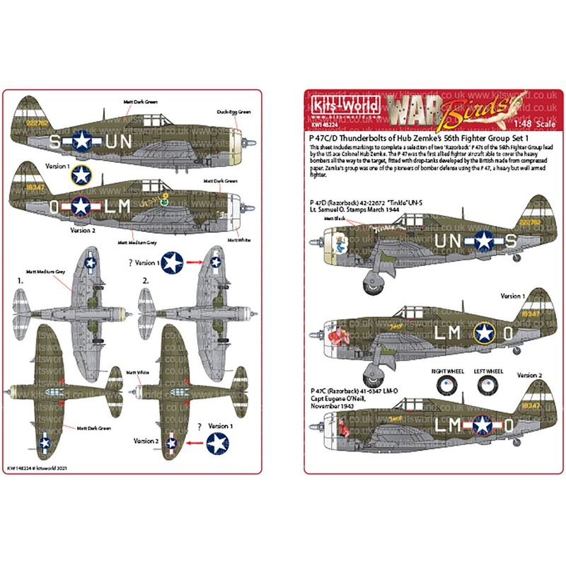 1/48 WW.II US Army P-47C/D Thunderbolt 56th Combat Group Tinkle Decal Set