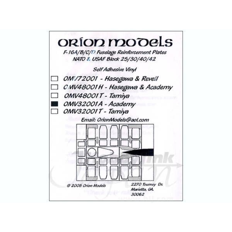 1/32 F-16A/B/C/D Fuselage Reinforcement Plates NATO & USAF Block 25/30/40/42 (for Academy)