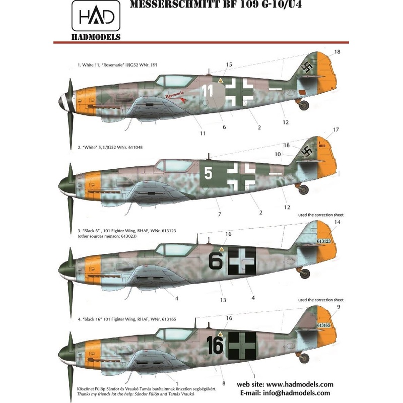 1/32 Messerschmitt Bf 109 G-10 Decal Sheet