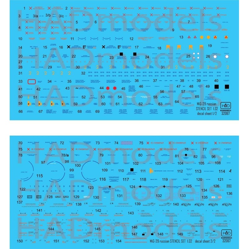 1/32 MiG-29 Russian full stencil double sheet