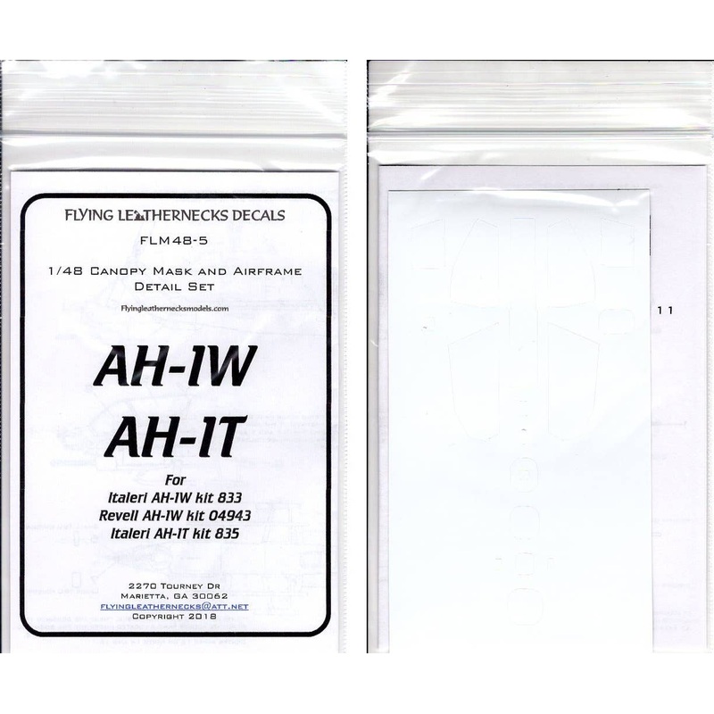 1/48 Bell AH-1W/AH-IT Sea Cobra Canopy Mask and Airframe Detail Set (for Italeri)