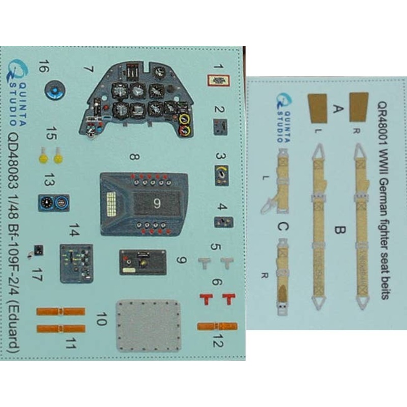 1/48 Bf 109F-2/F-4 3D-Printed & Coloured Interior Decal (for Eduard kit)