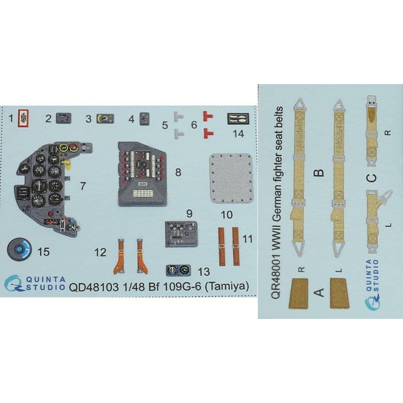 1/48 Bf 109G-6 3D-Printed & coloured Interior on decal paper (for Tamiya  kit)