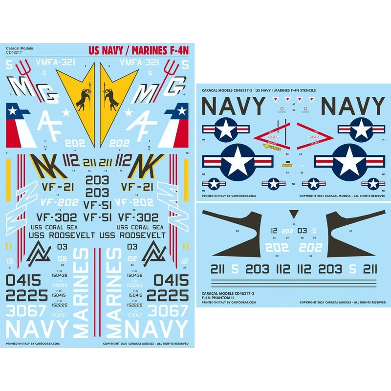 1/48 Decals for US Navy / Marine Corps F-4N Phantom II