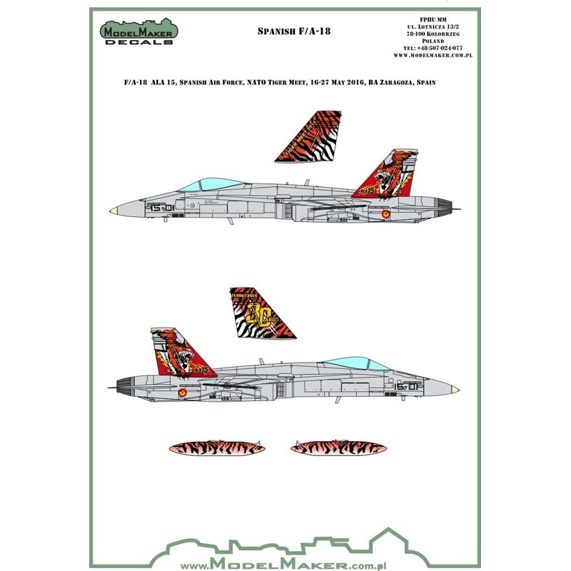 1/48 F/A-18A Spanish AF 15th Air Region 30th Anniversary Tigaer Meet Decal