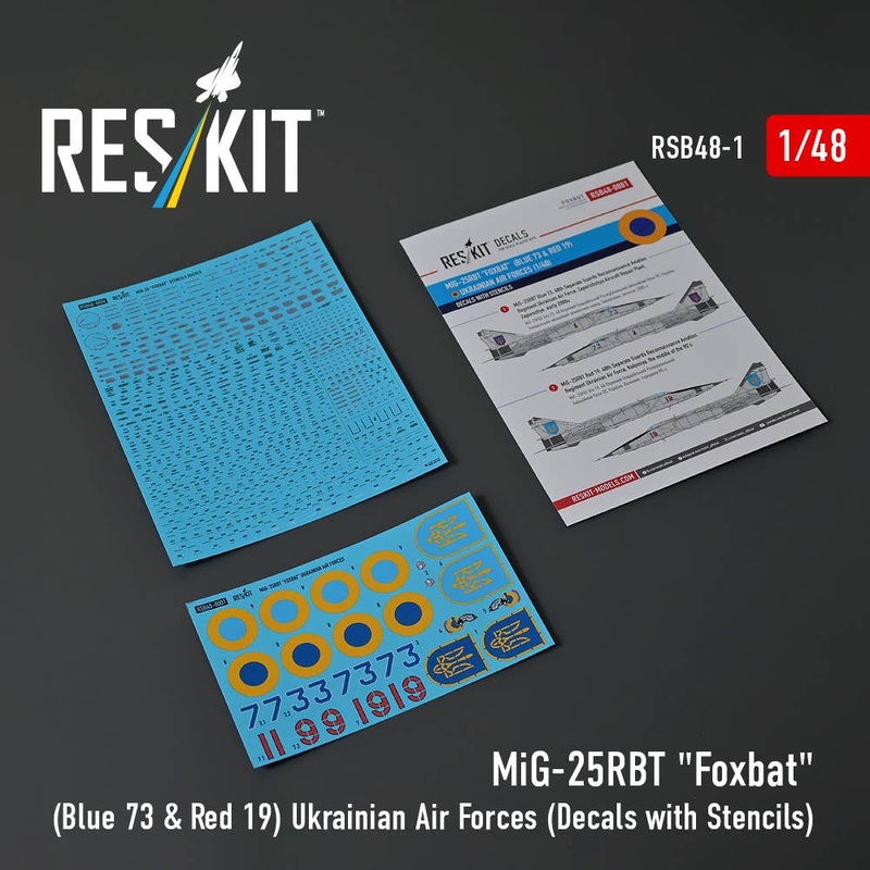 1/48 MiG-25RBT Foxbat (Blue 73 & Red 19) Ukrainian Air Forces (Decals with Stencils)
