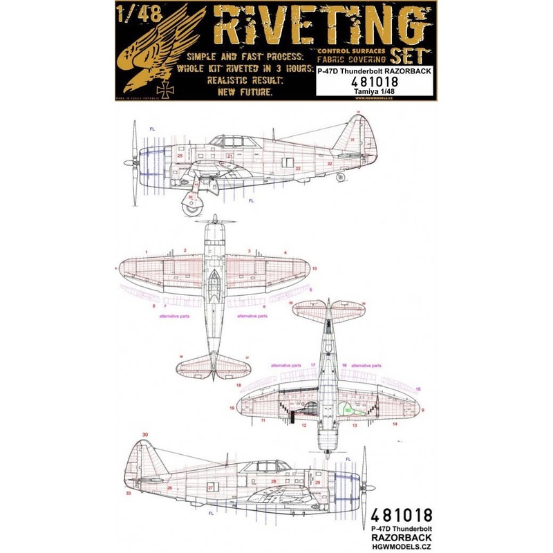 1/48 P-47D Razorback Riveting Set (for Tamiya)