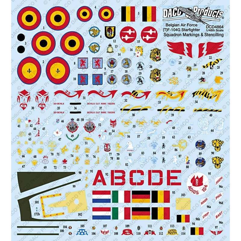 1/48 (T)F-104G Starfighter Squadron markings, zaps & stencils