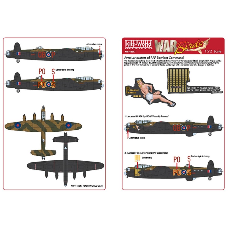 1/48 WW.II Avro Lancaster Piccadilly Princess / S. for Sugar Decal