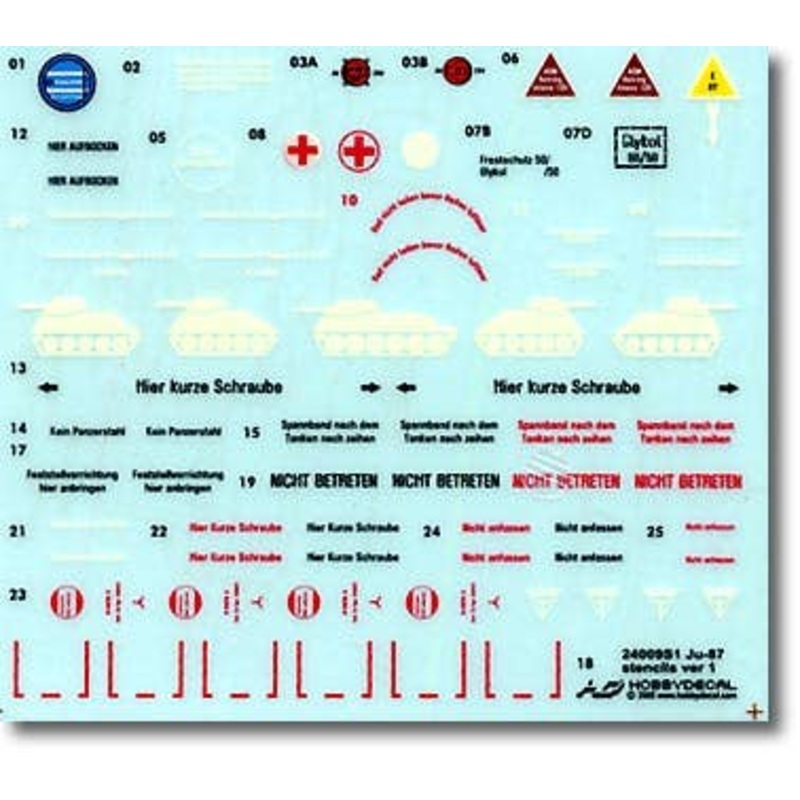 1/24 Ju87 Stuka Stencils Ver .1