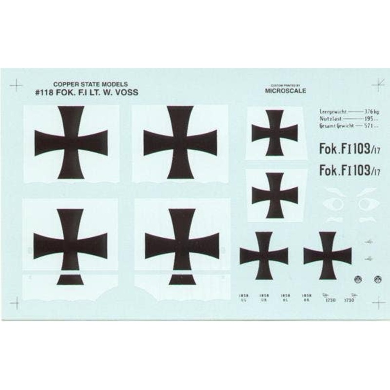 1/28 Fokker F.I Lt. W. Voss