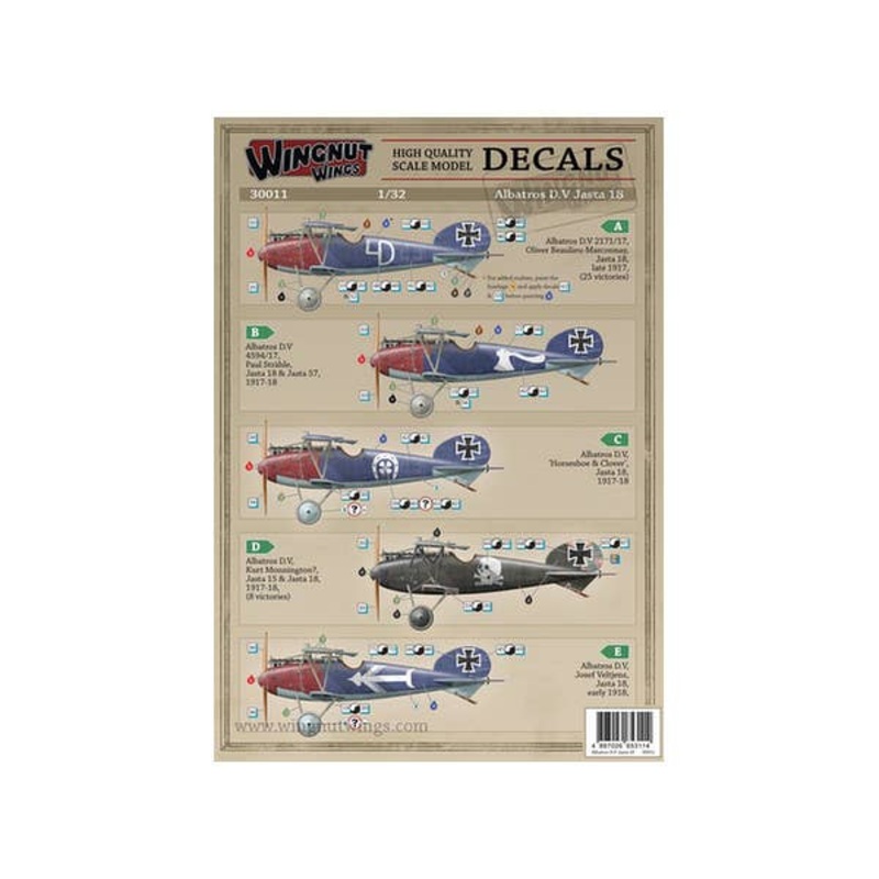 1/32 Albatros D.V Jasta 18 Decals