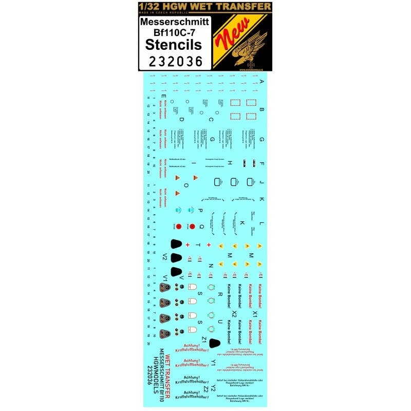 1/32 Bf 110 Stencils