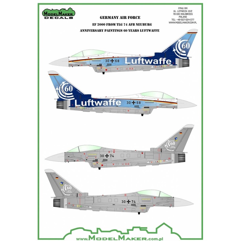 1/32 Eurofighter Typhoon 60 Years Luftwaffe TLG 74 Mask + Decal