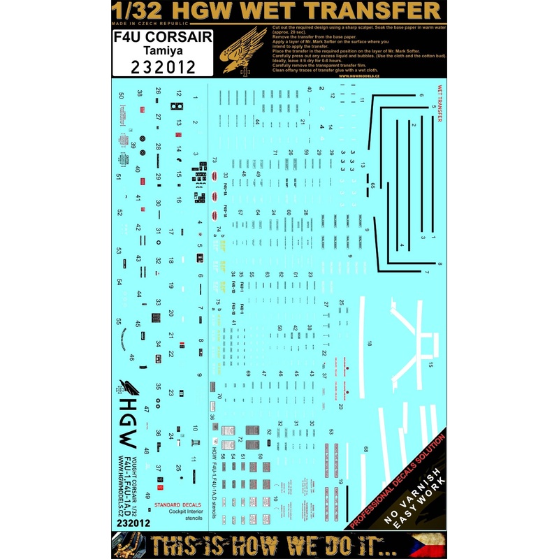 1/32 F4U-1 Corsair Stencils (for Tamiya)