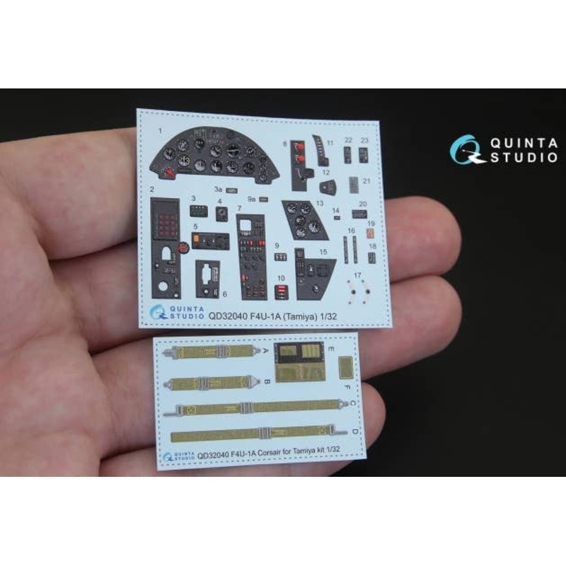 1/32 F4U-1A Corsair (Bird cage) 3D-Printed & coloured Interior on decal paper for Tamiya  kit
