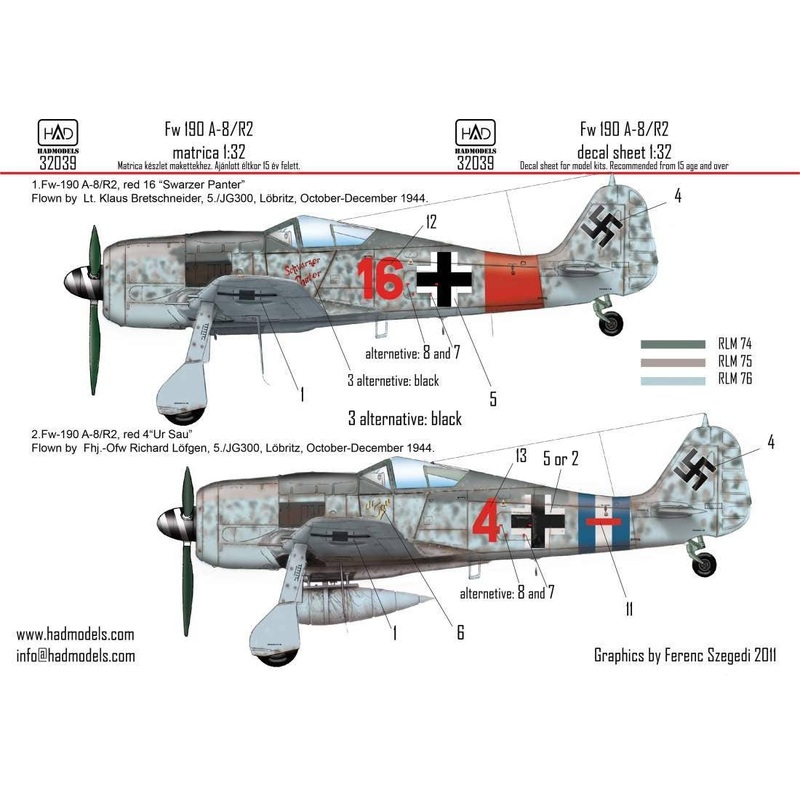 1/32 FW 190 A-8 / R2 (RED 4 "ur Sau",RED 16 "SCHWARZER PANTER")