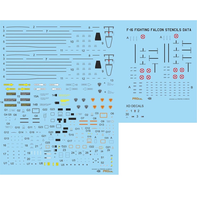 1/32 Greek Air Force F-16 Fighting Falcon Stencil Data