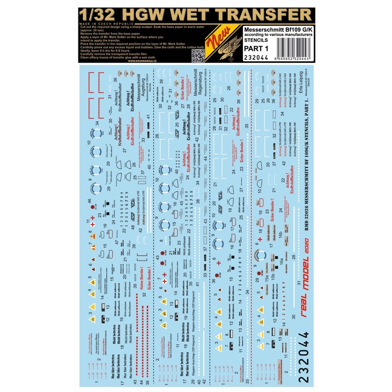 1/32 Messerschmitt Bf109 G/K - Stencils Part I (Augsburg, Regensburg, Erla)
