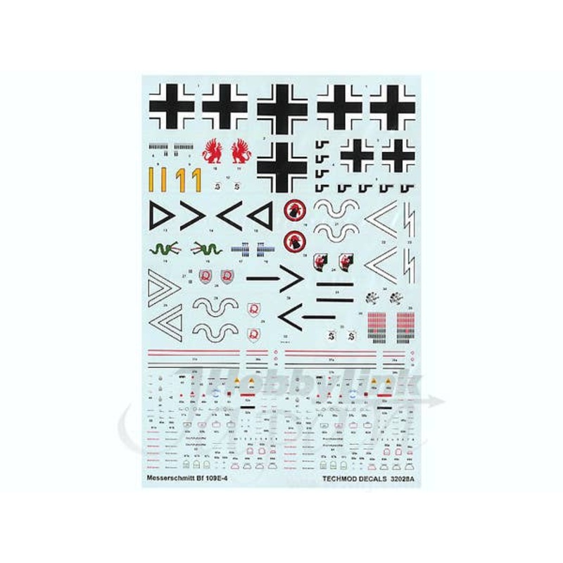 1/32 Messerschmitt Bf109E-4 Decals w/Canopy Mask