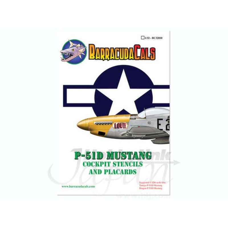1/32 P-51 Mustang Stencil Decal & Placard For Cockpit