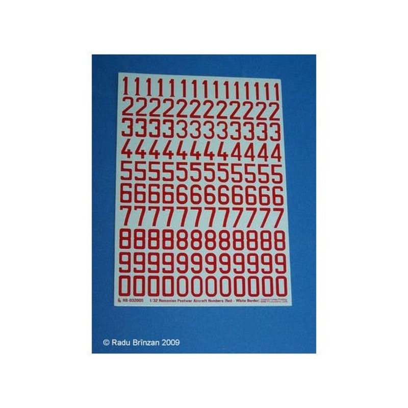 1/32 Romanian Postwar Aircraft Numbers: Red with White Border