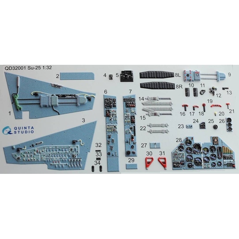 1/32 Su-25 3D-Printed & Coloured Interior On Decal Paper (for Trumpeter kit)